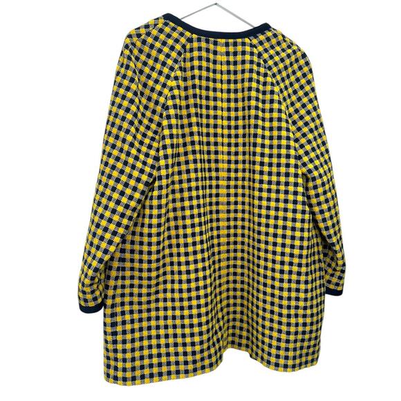 Boden Longline Check Coat Yellow Navy Size 16 - Picture 3 of 10